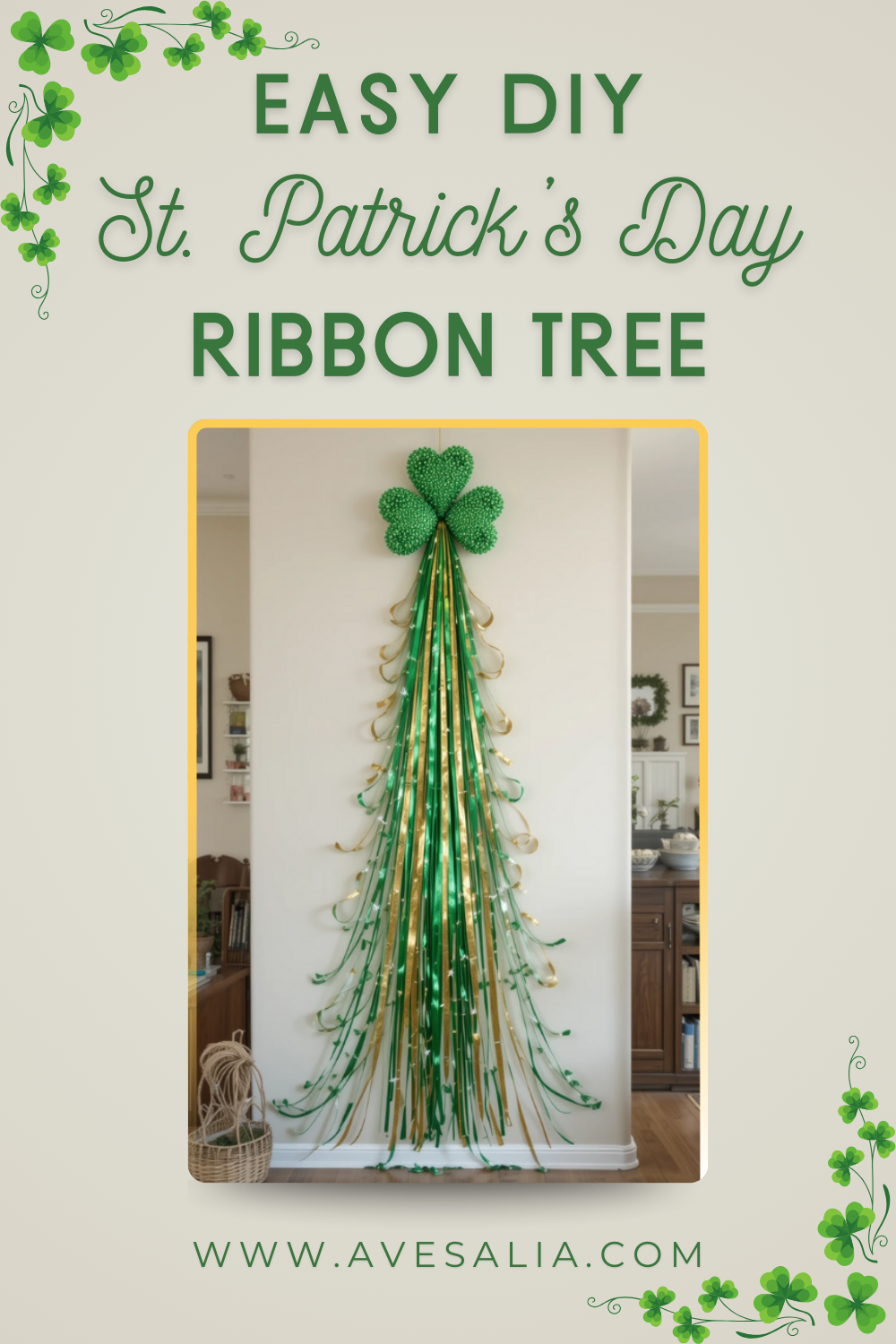 DIY St. Patrick's Day Ribbon Tree: Easy Wall Decor for Instant Irish Charm