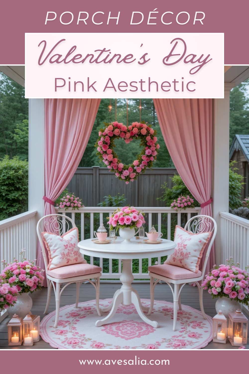 Valentine’s Day Pink Aesthetic Porch Décor Ideas
