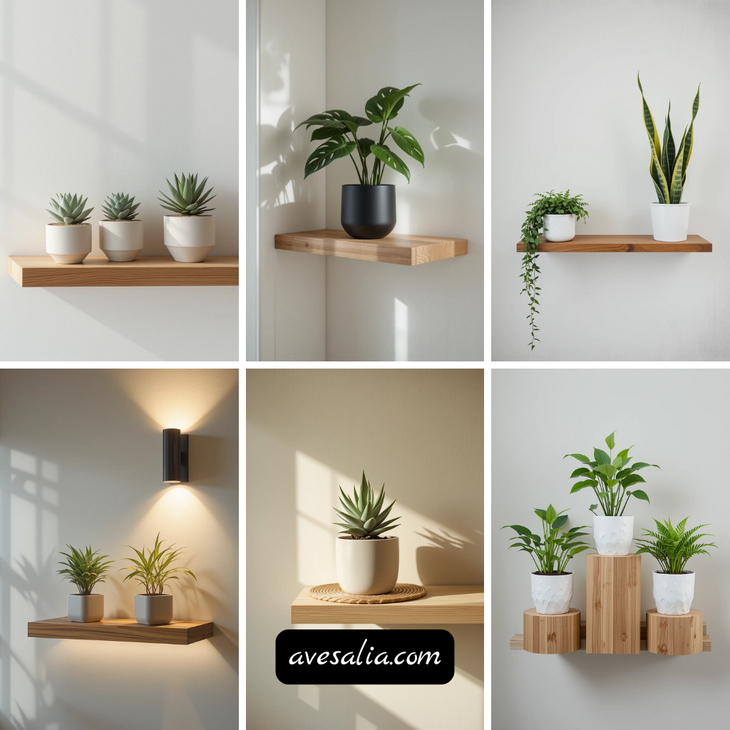 How to Create a Minimalist and Elegant Floating Wood Shelf House Plant Garden