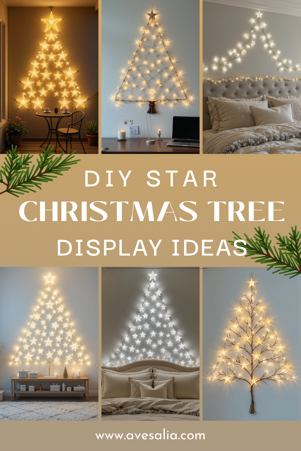 How to Make a Glowing DIY Star Christmas Wall Art Tree for Minimalist & Small Spaces