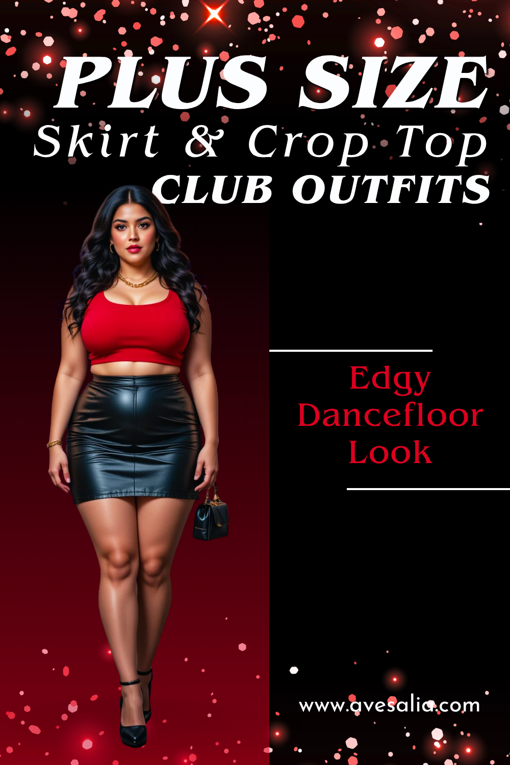 Slay the Night: 16 Plus Size Skirt and Crop Top Club Outfits with Curve-Hugging Style