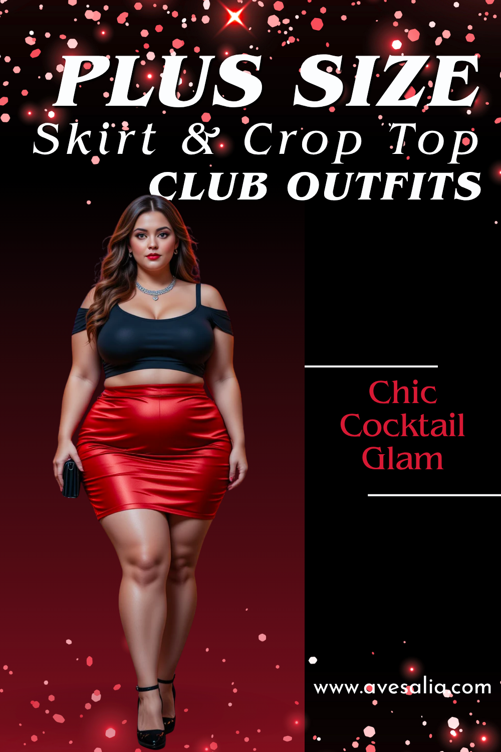 Slay the Night: 16 Plus Size Skirt and Crop Top Club Outfits with Curve-Hugging Style