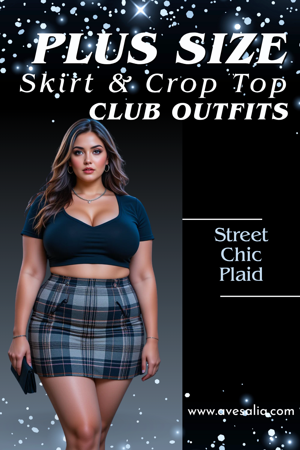 Slay the Night: 16 Plus Size Skirt and Crop Top Club Outfits with Curve-Hugging Style