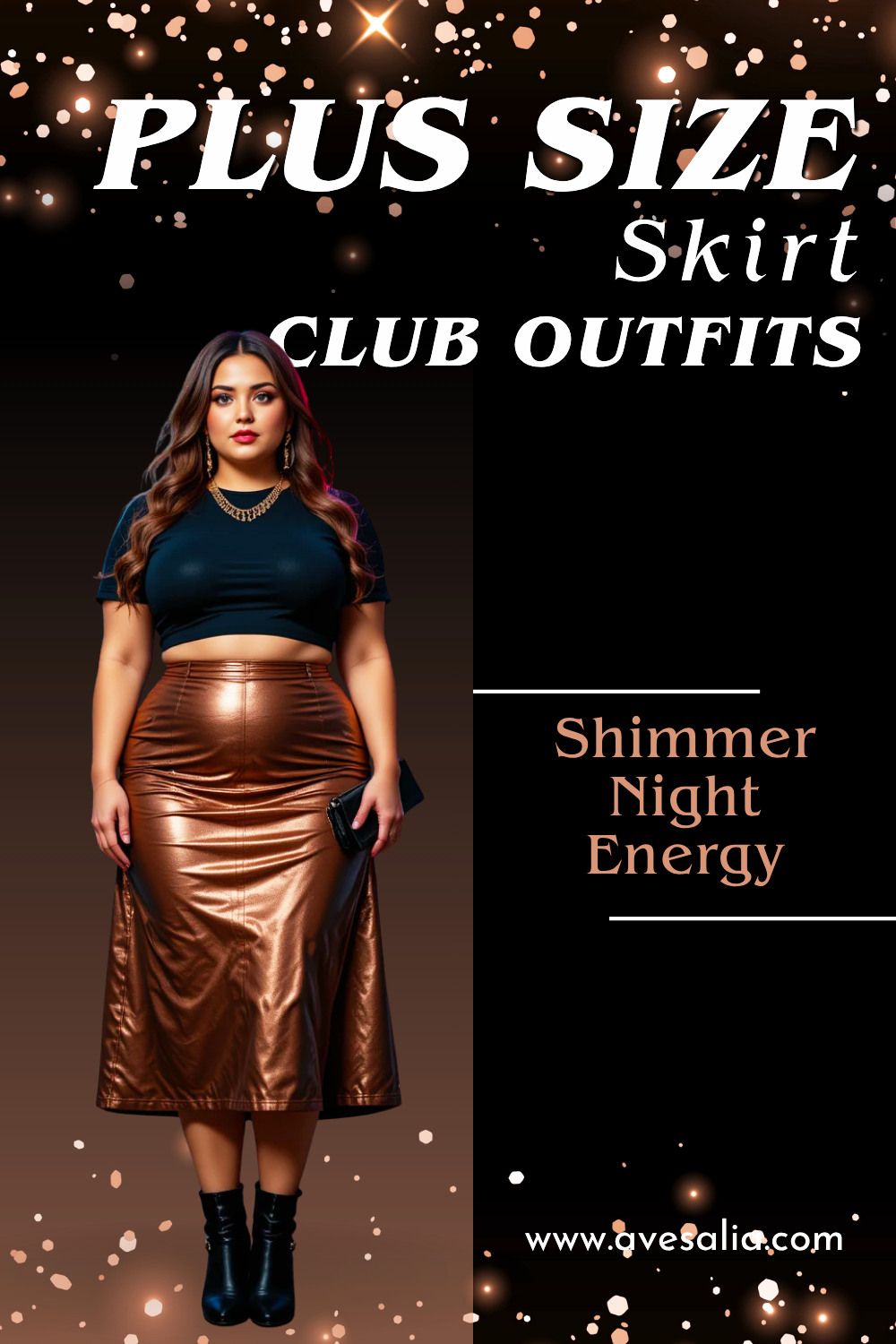 Slay the Night: 16 Plus Size Skirt and Crop Top Club Outfits with Curve-Hugging Style